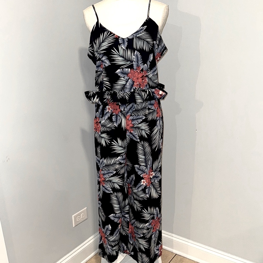 QED London Floral Jumpsuit - Blue and Red